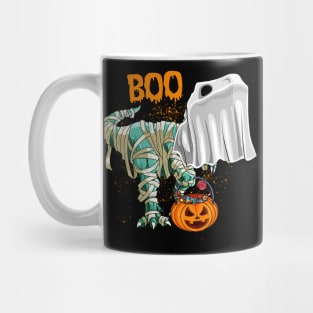 Ghost Dinosaur T-rex Funny Boo Halloween Boys Men Pumpkin Shirt Mug